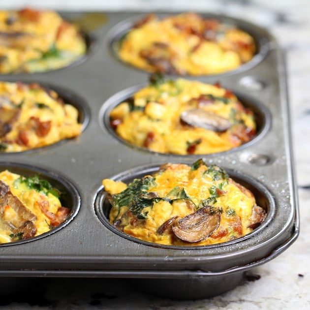 Partial Pan eye level Healthy Kale Egg Breakfast Cups