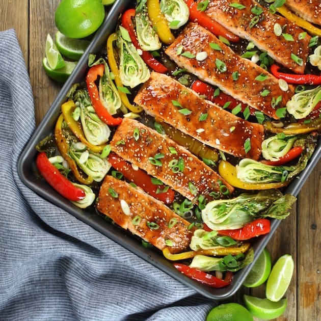 Honey Lime Roasted Sheet Pan Salmon And Vegetables 