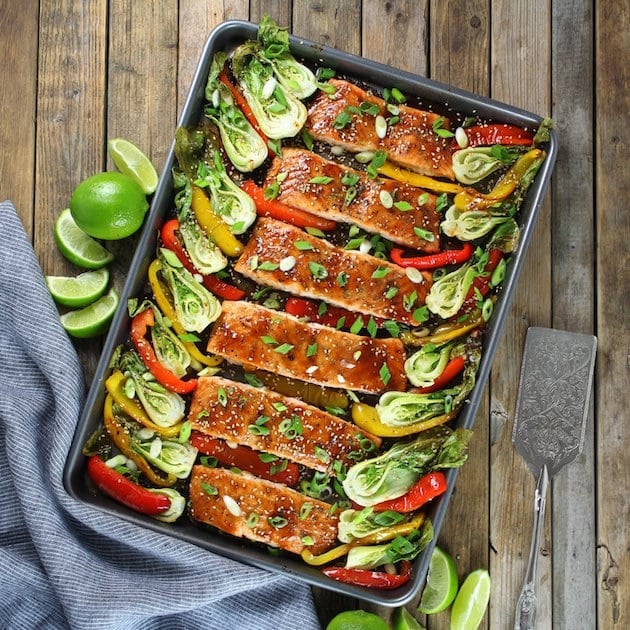 Honey-Lime Roasted Sheet Pan Salmon and Vegetables