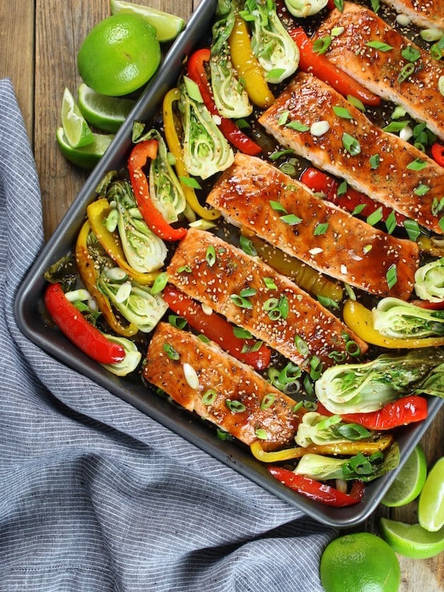 Honey-Lime Roasted Sheet Pan Salmon and Vegetables