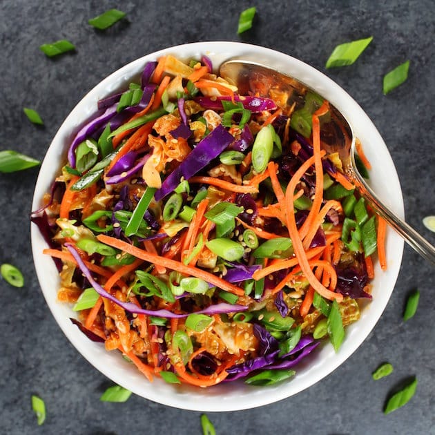 bowl of spicy asian slaw