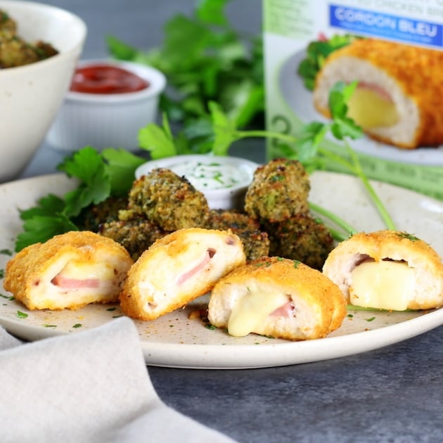 Baked Veggie Quinoa Tots with Chicken Cordon Bleu