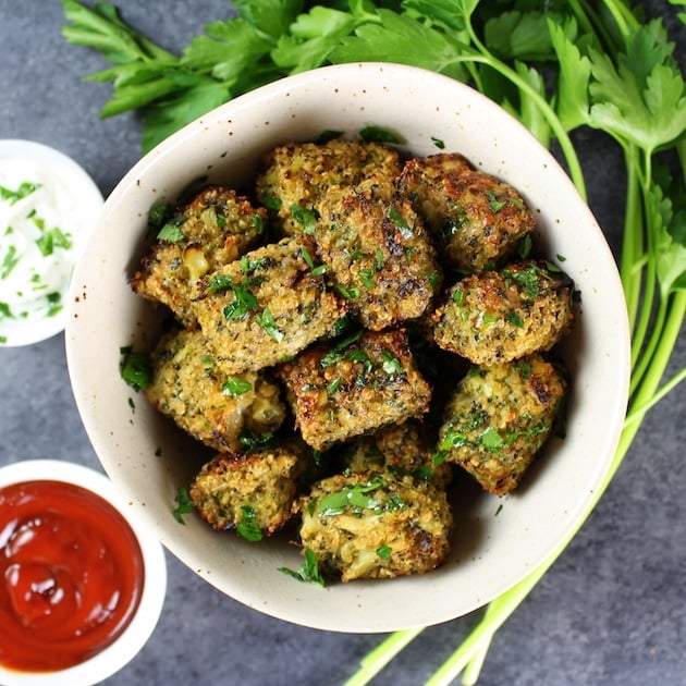 Baked Veggie Quinoa Tots in a bowl