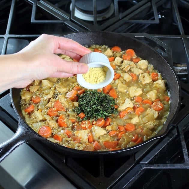 Adding dry mustard to chicken rice skillet  