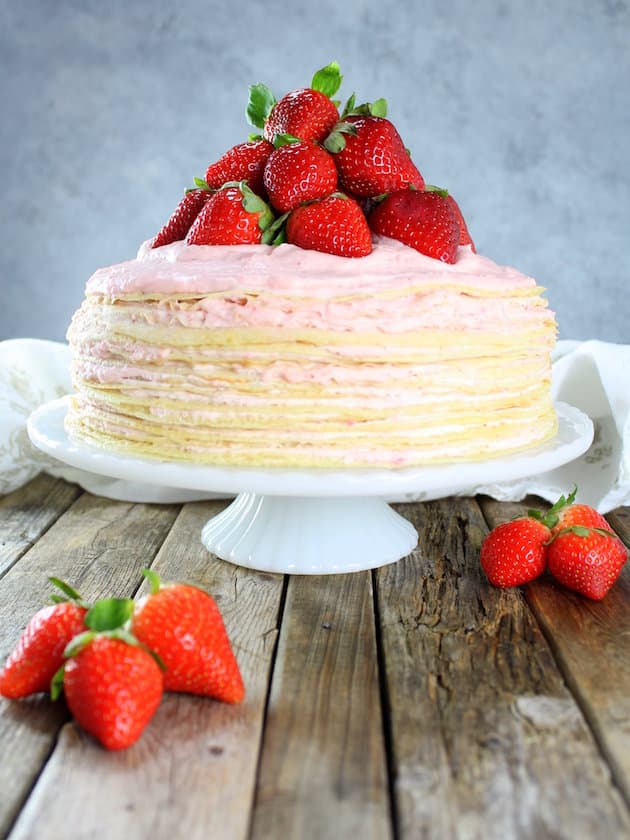 Strawberry Lemon Creme Crepe Cake Recipe - Taste And See