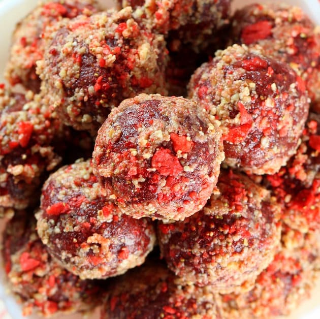 red energy bits in a bowl
