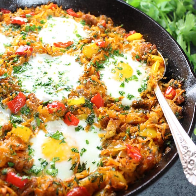 Sweet Potato and Chicken Sausage Breakfast Skillet