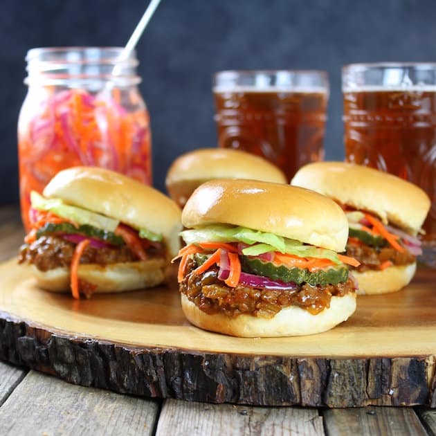 Asian Sloppy Joe Sandwiches with Pickled Carrots and Onions