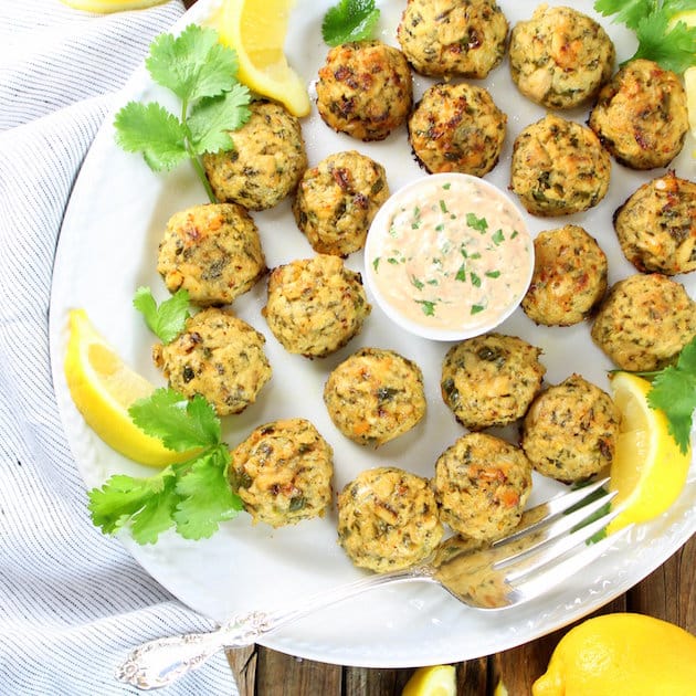 Lighter Tuna Cakes Recipe with Garlic Lemon Yogurt Sauce