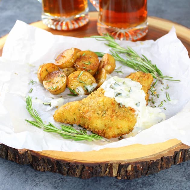 Cod Fillets and Salty Potatoes on parchment