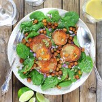 Sweet Potato and Chickpea Salad on farm table