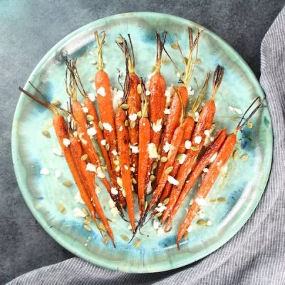 Honey Roasted Carrots with Goat Cheese and Pepitas