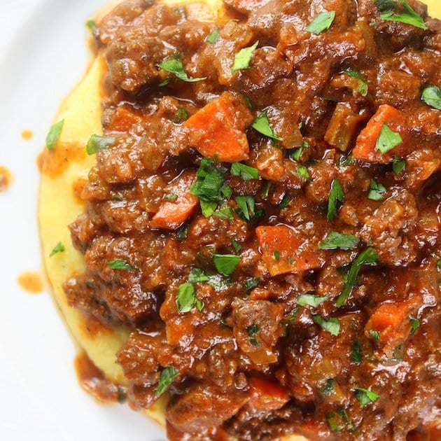 Easy Parmesan Polenta Bolognese