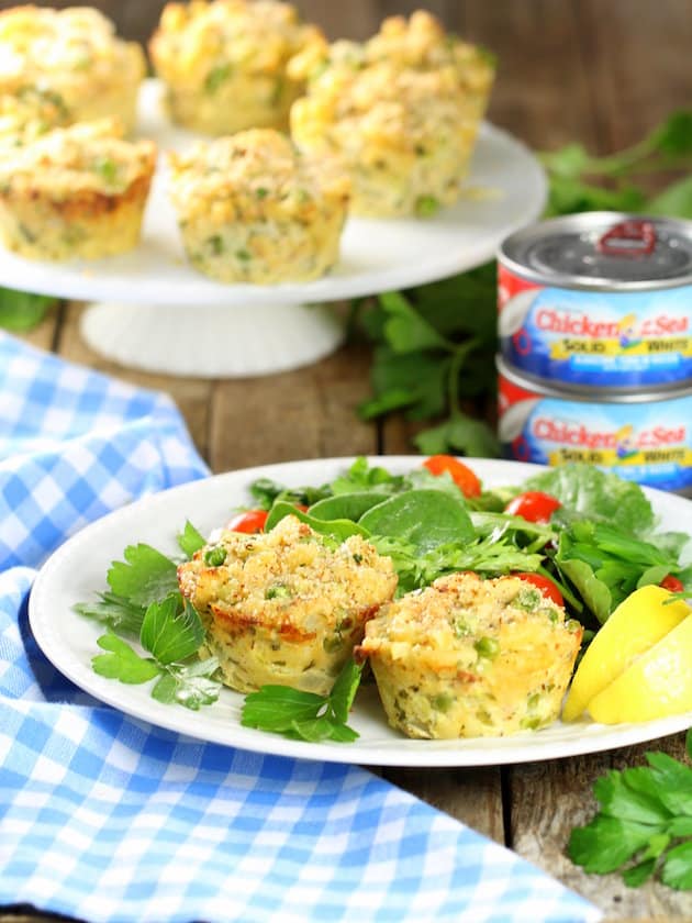 Healthy Tuna Casserole Muffins on a plate