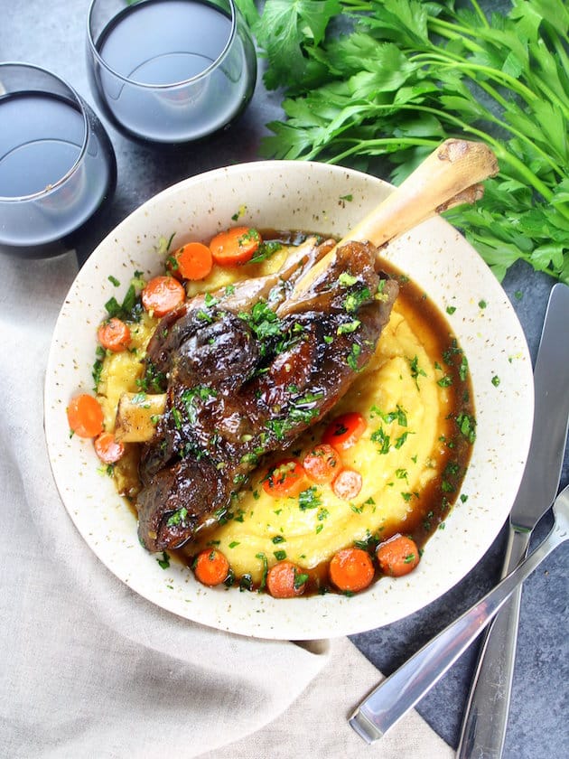 Slow Cooked Lamb Shanks with Polenta Image