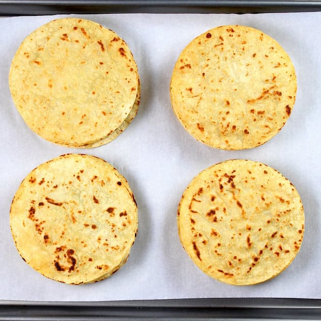 For corn tortillas on a baking sheet