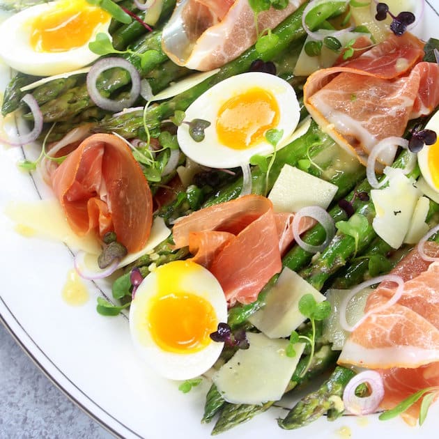 Asparagus Salad with Prosciutto, Eggs and Dijon Vinaigrette Recipe Image