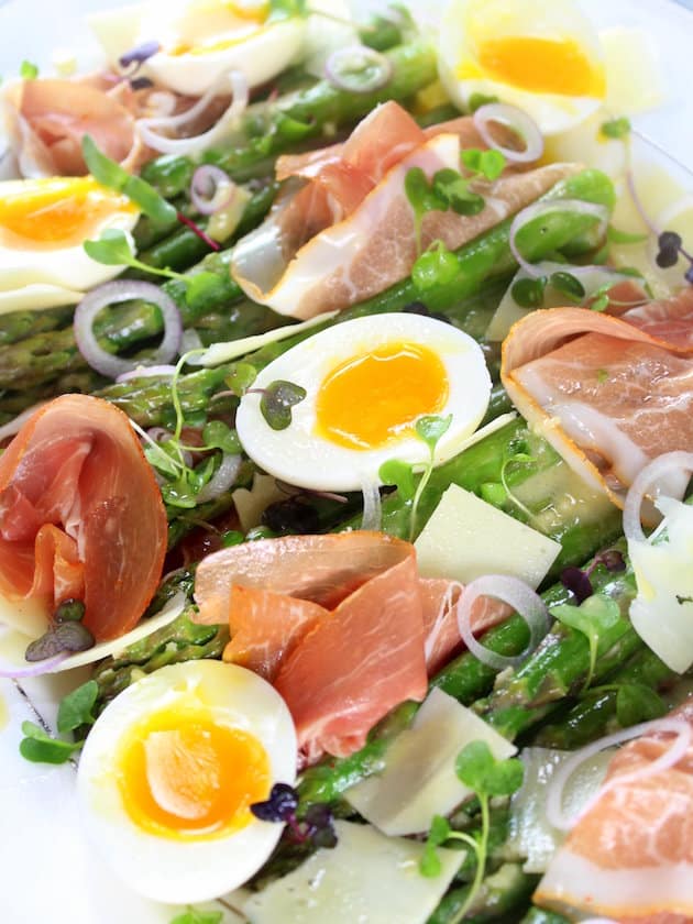 Asparagus Salad with Prosciutto, Eggs and Dijon Vinaigrette Recipe Image