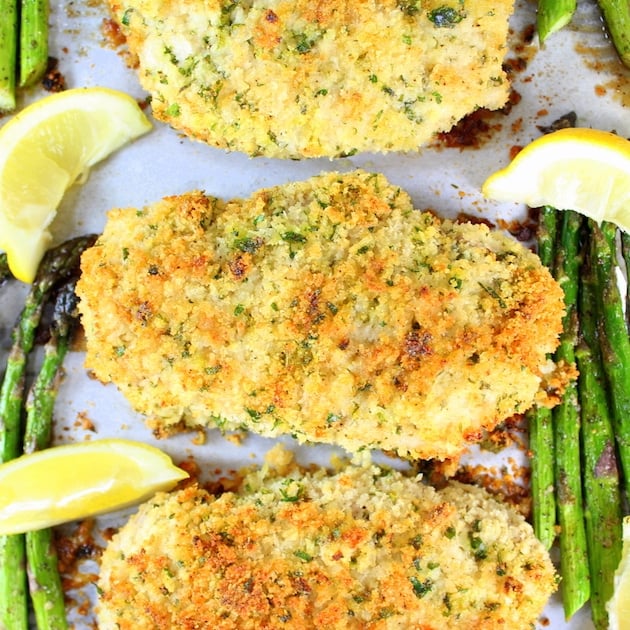 One Pan Parmesan Pork Chops with Asparagus Recipe Image