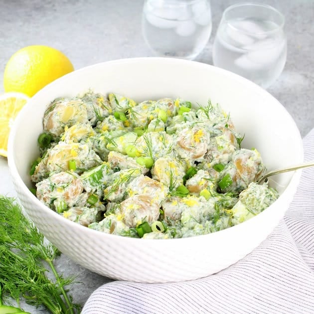 Bowl of Greek Tzatziki Potato Salad 