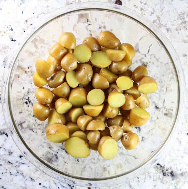 Bowl of baby golden yukon potatoes