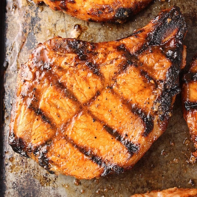 A pork chop after grilling