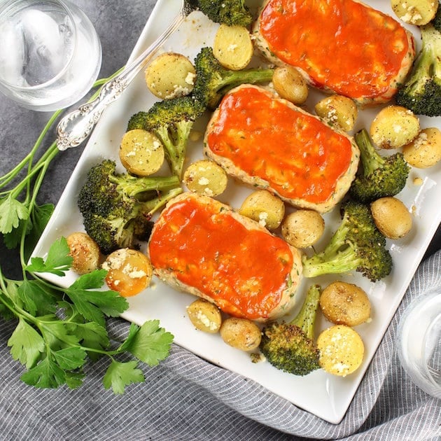 Turkey Meatloaves with Ranch Potatoes and Broccoli