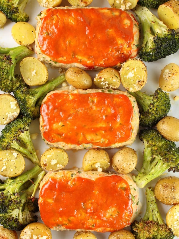 Turkey Meatloaves with Ranch Potatoes and Broccoli