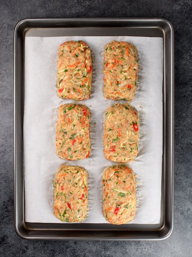 Turkey Meatloaves on parchment paper