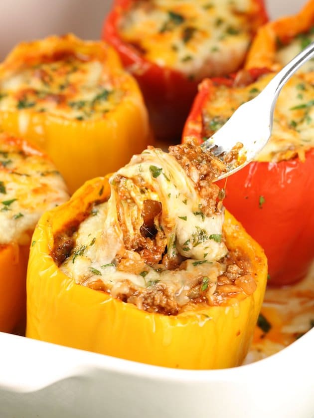 Close up stuffed italian lasagna pepper 