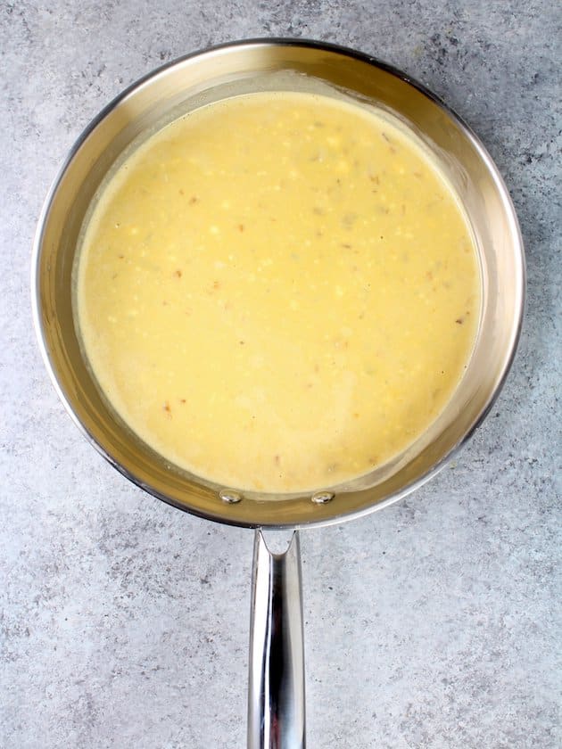 cheesy sauce in saute pan