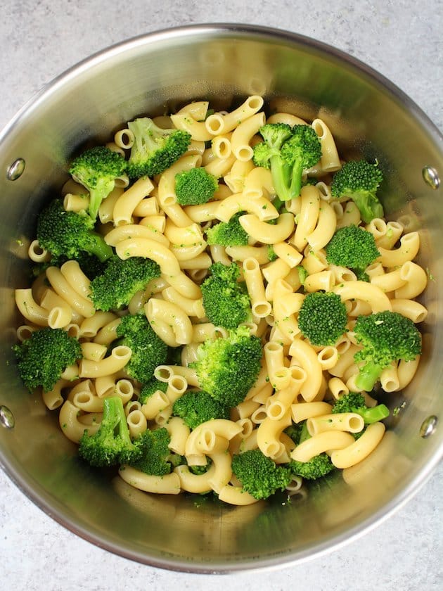 Pasta and Broccoli in a large pot 