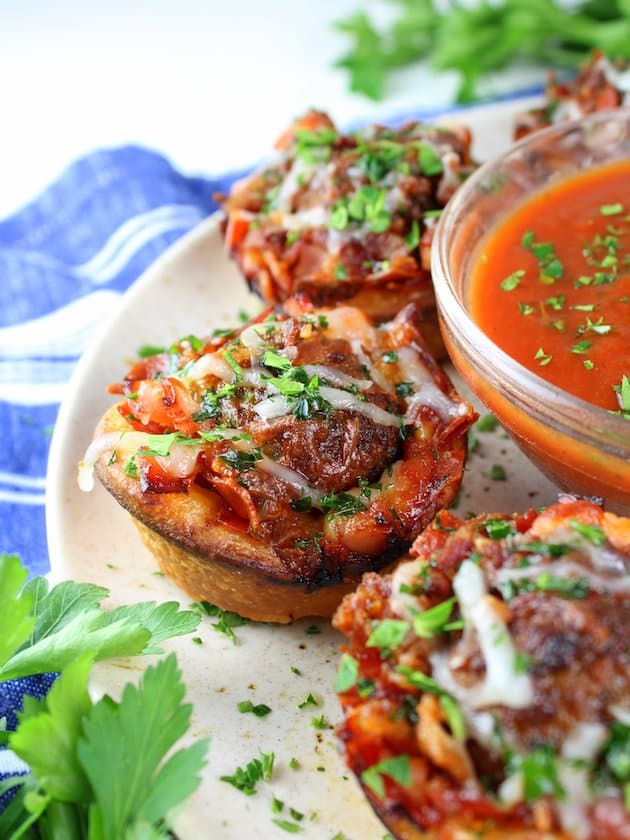 Meat Lovers Mini Deep Dish Pizzas - Partial Plate