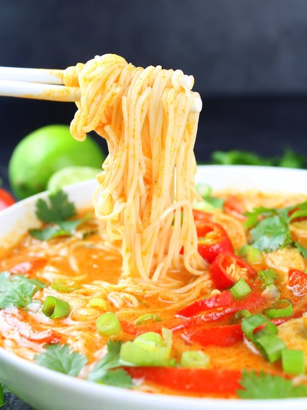 Thai Red Curry Chicken Soup with Noodles