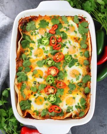 Mexican breakfast casserole with red peppers