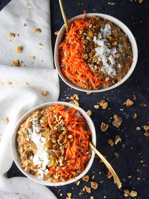 Healthy Carrot Cake Breakfast Bowl - Two Bowls Over Top