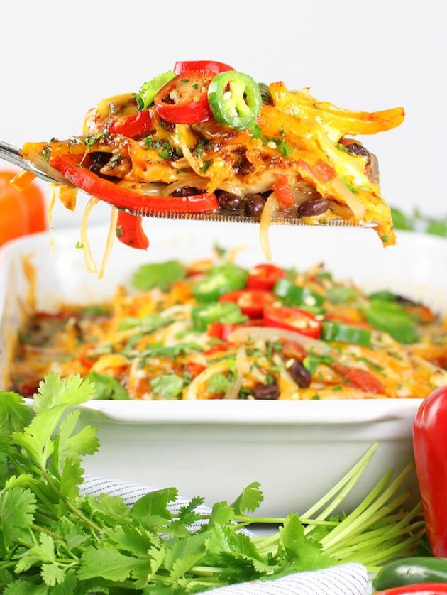 Mexican chicken casserole in casserole dish