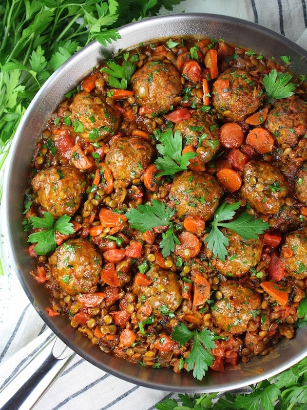 Moroccan Lentils with Turkey Meatballs Partial Pan OT 