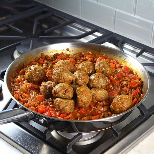 Meatballs in pan stovetop