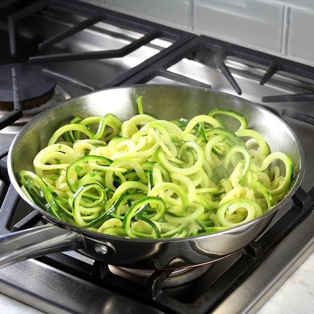 Cooking Zucchini Noodles in Saucepan