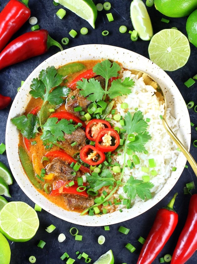 A bowl of food with broccoli, with Curry