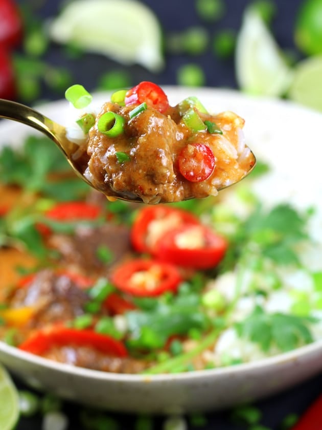 Spoonful of Instant Pot Beef Thai Red Curry 