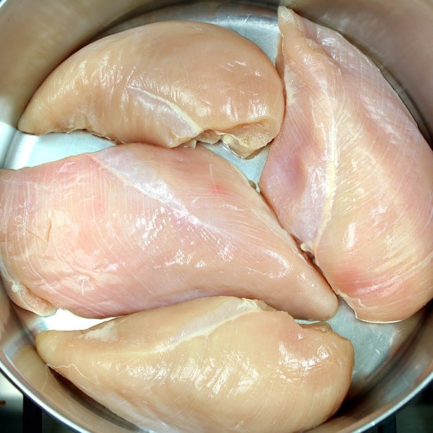 Poaching chicken in pot