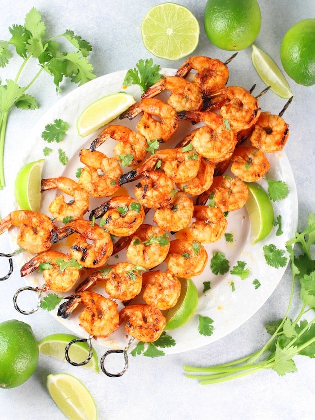 Skewers of Grilled Chili Lime Shrimp 