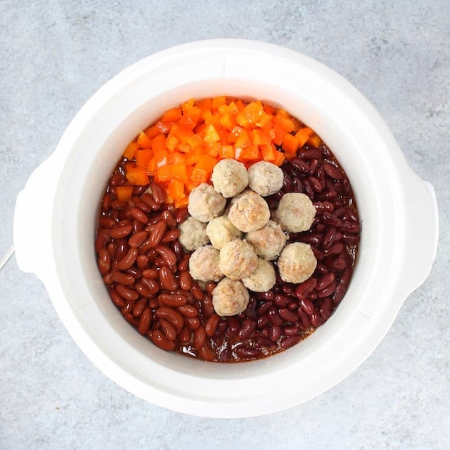 Frozen meatballs in crockpot