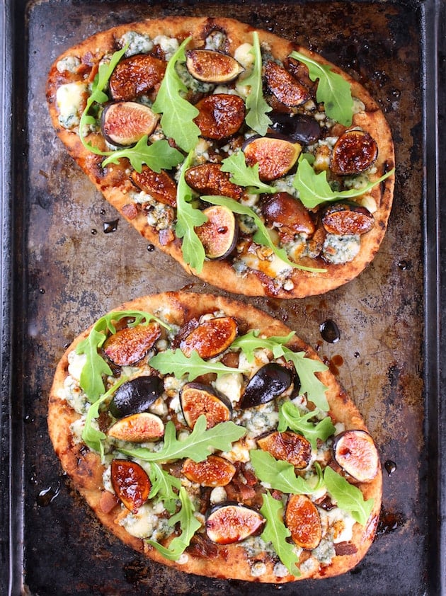 Blue Cheese Fig Flatbread with Balsamic Sauce: Two flatbreads