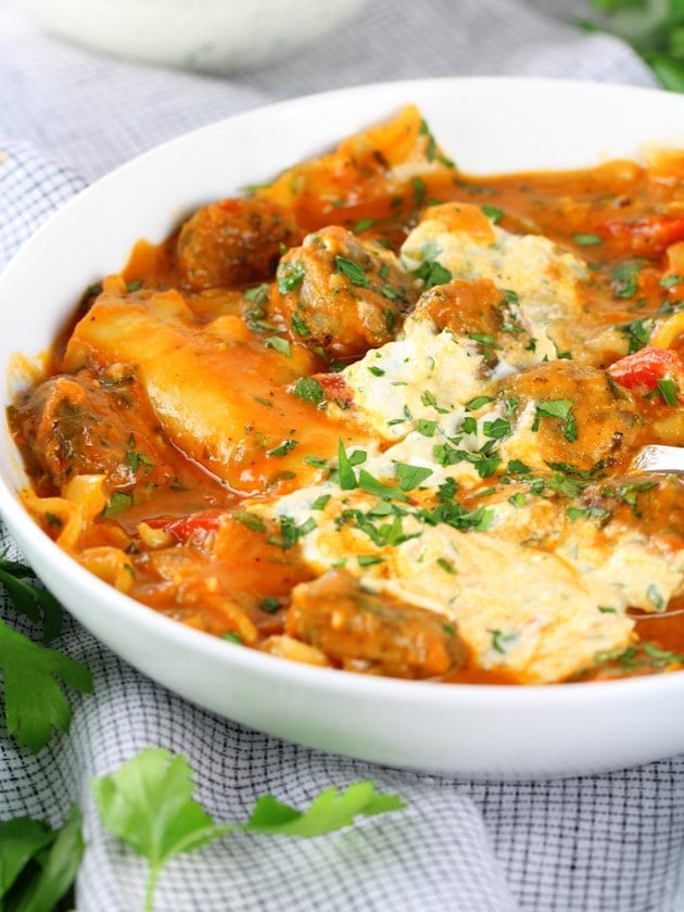 Eye Level Bowl Of Chicken Sausage Lasagna Soup 