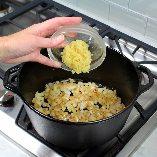 Cooking Onions and Garlic on stovetop