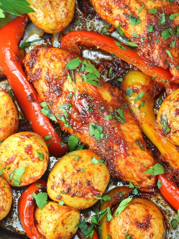 Harissa Chicken Sheet Pan Dinner - OT up close