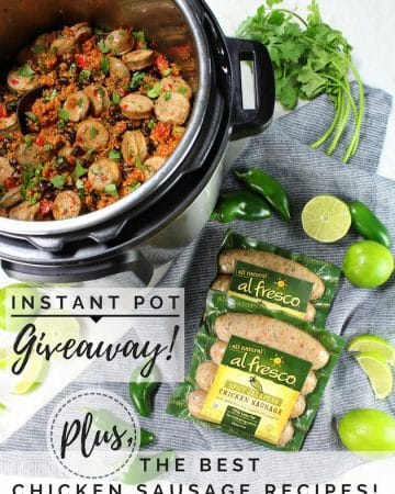 Instant pot with quinoa and sliced chicken sausage